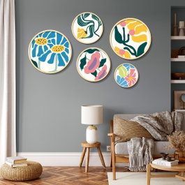 Wallity Yats-02 Conjunto de 5 Cuadros Decorativos Multicolor